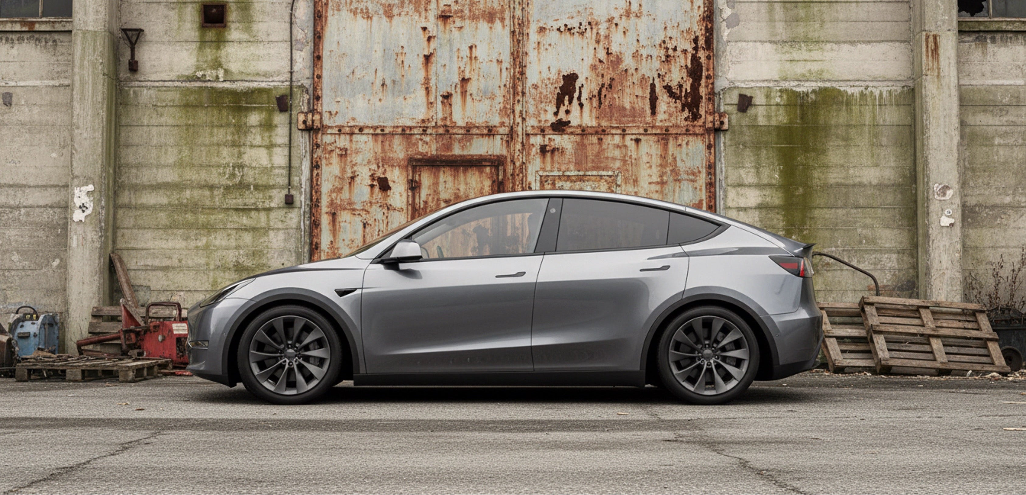Lowered Tesla Model Y Performance with PWRD wheel spacers and lowering springs for flush stance