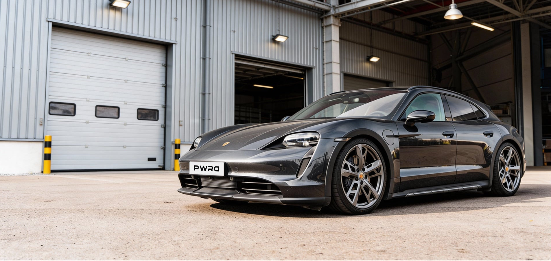 Porsche Taycan with PWRD Lowering Links, Spacers, Stance Pack