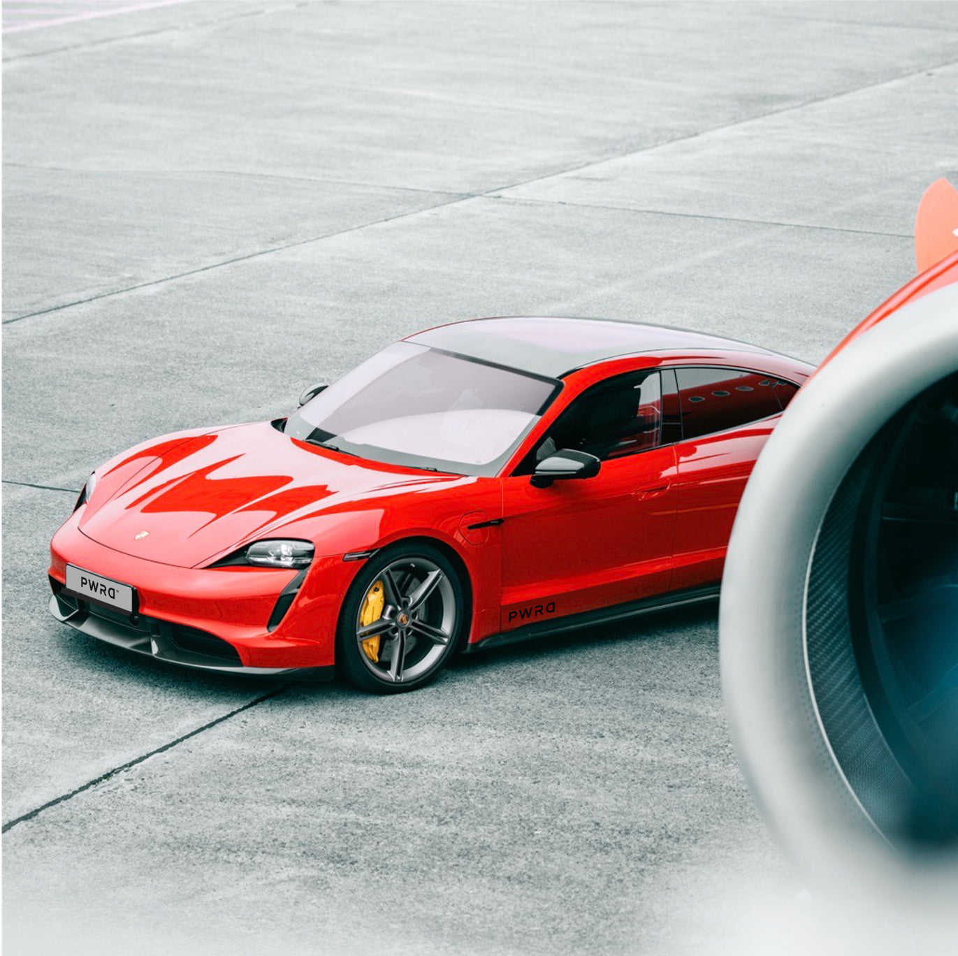 Red Porsche Taycan by PWRD