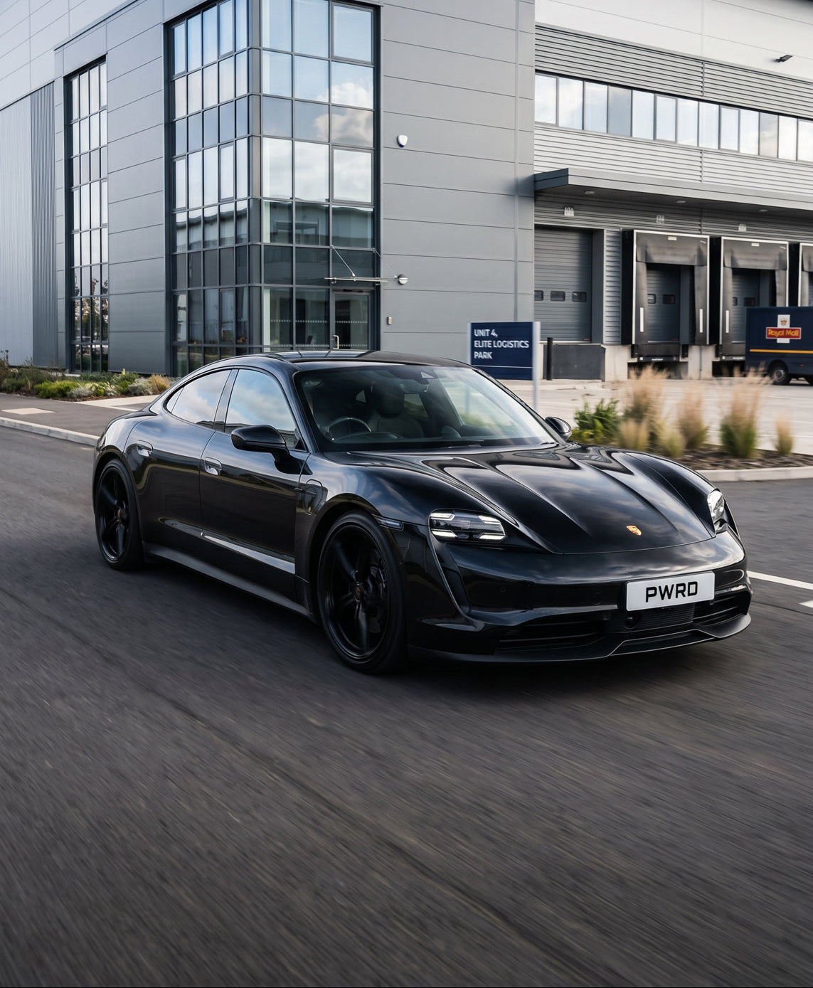 Lowered Porsche Taycan RWD with PWRD  lowering springs
