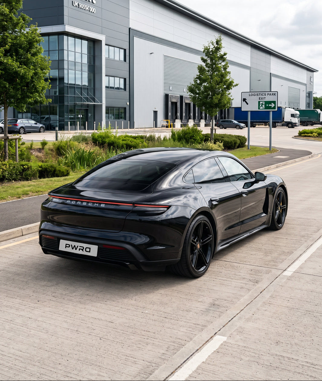 Lowered Porsche Taycan RWD with PWRD  lowering springs