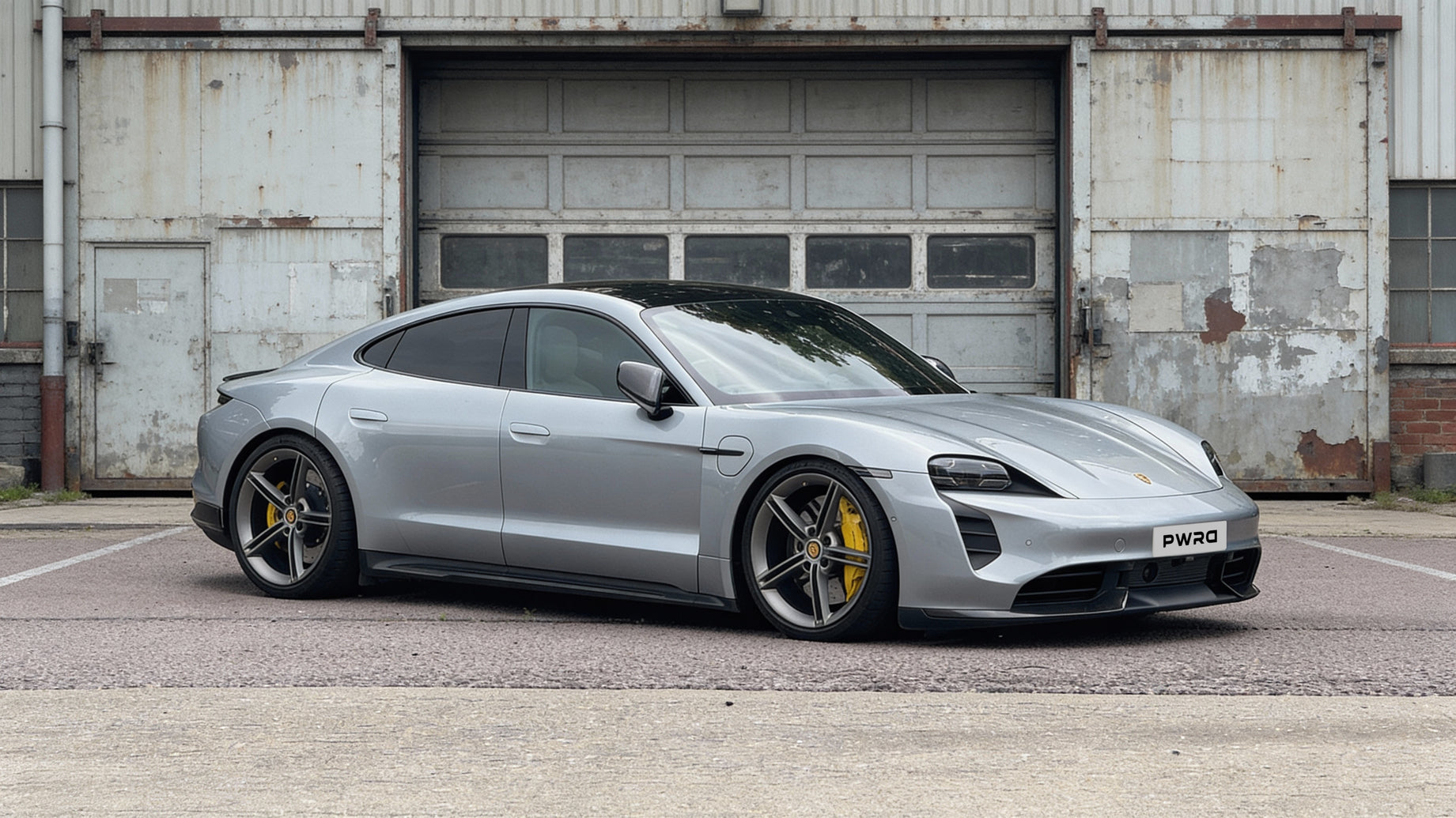 Porsche Taycan with PWRD Lowering Links, Spacers, Stance Pack